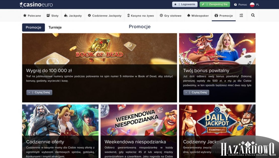 Recenzja kasyna online Casino Euro w portalu Hazardowo - Promocje