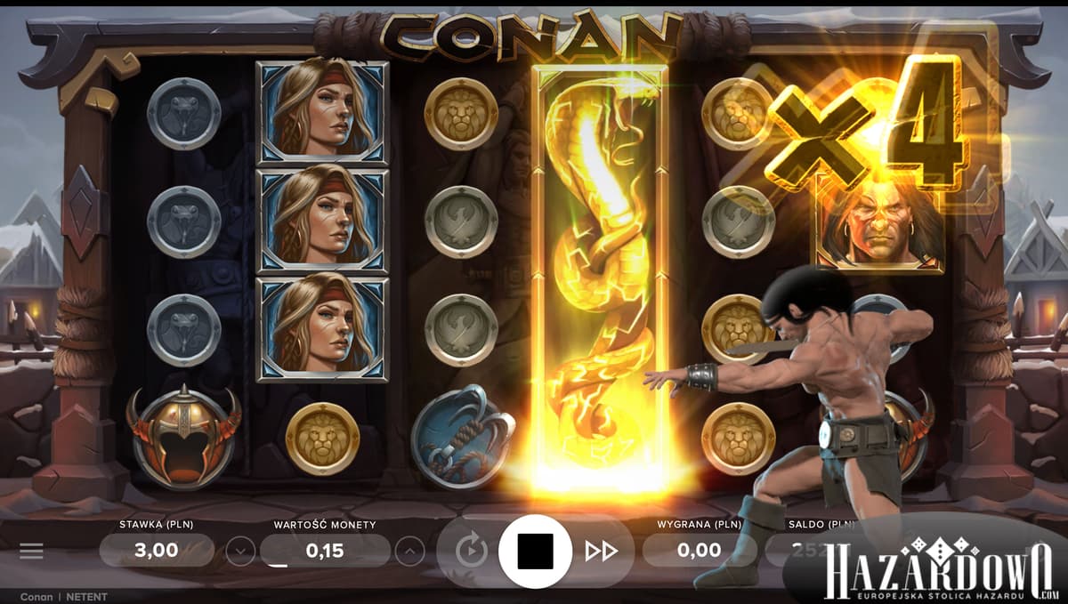 Hazardowo - Automat do gry Conan - Wygrana z Mnożnikiem x4